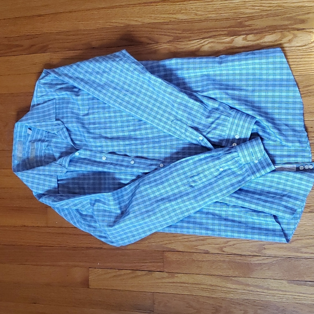 Blue and white button down